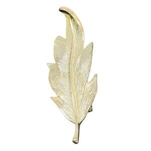 Napier Signed Silver & Gold Tone Feather Leaf Brooch 2.9" Estate Pin Vintage